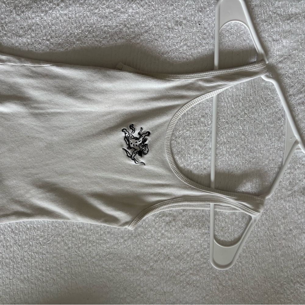 White Tank Top with Black Graphic